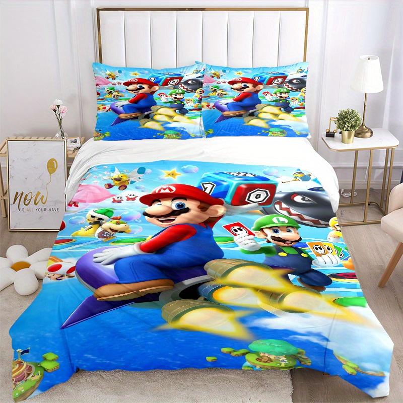 3pcs Super Mario Bros Quilt Cover Set (1 Quilt Cover + 2 Pillowcases Without Pillow Core), High-Definition Printing for Home and Dormitory.F086