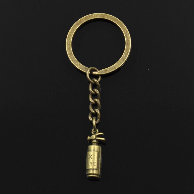 Fashion 30mm Key Ring Metal Key Chain Keychain Jewelry Antique Bronze Fire Extinguisher Fireman 23x6x6mm Pendant