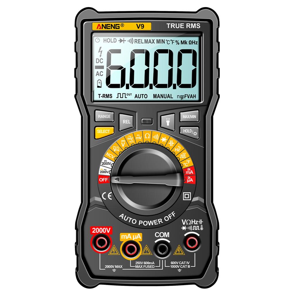 Цифровой мультиметр ANENG V9, 6000 отсчетов, 2000 В, конденсаторный вольтметр, вольтметр, амперметр ACDC