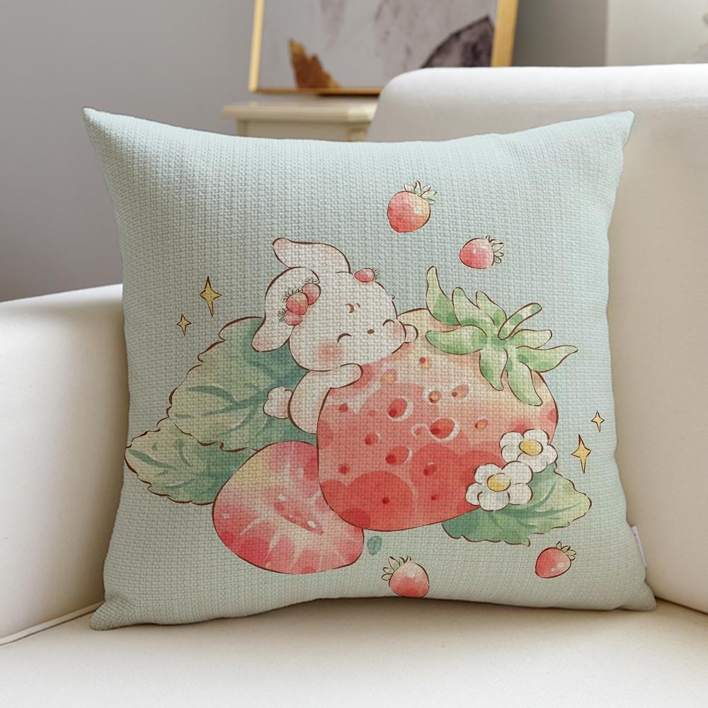 Lovely RRose AngeBunnyS Cushion Cover Breathable and skinfriendly linen pillowcase square removable and washable cushion