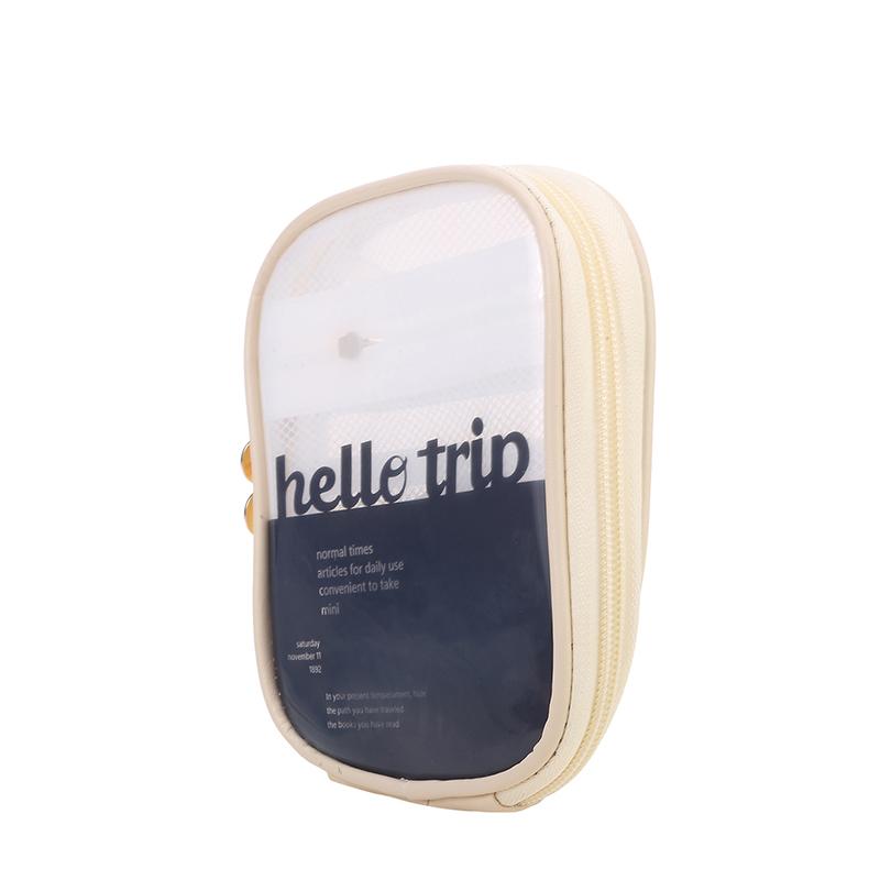 Mini Clear Travel Makeup Organizer Bag Small Cute Preppy Makeup Bag Cosmetic Zipper Toiletry Storage Clutch Coin Pouch for Women