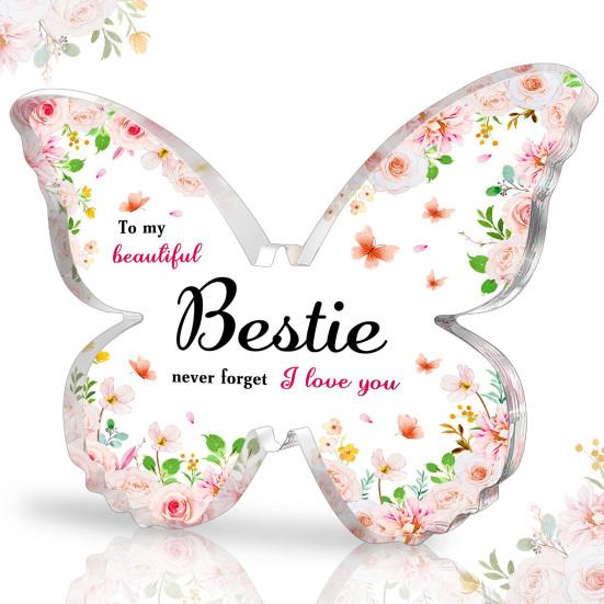 Акриловая табличка в форме бабочки на память, кристально чистая акриловая долговечная цветная печать, сердечная табличка с посланием на День матери, подарки для мамы