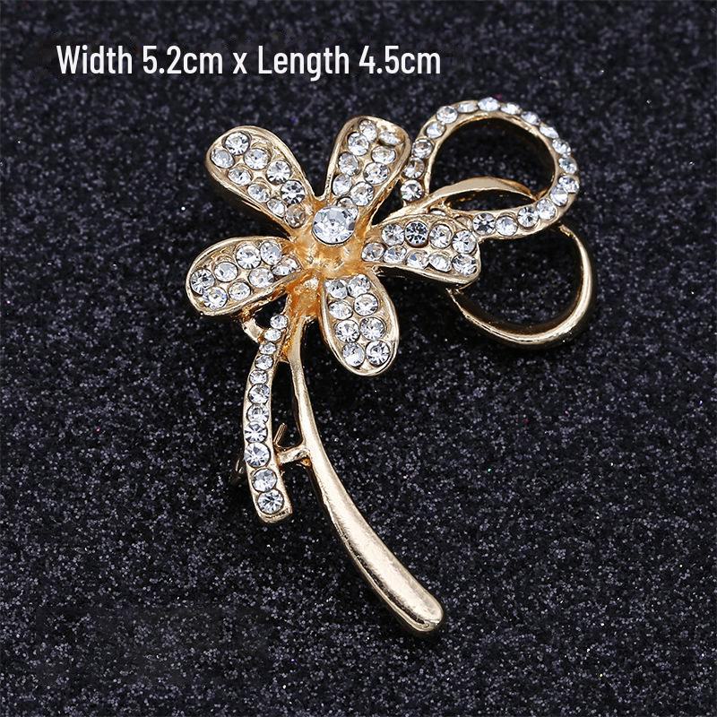 Модная брошь с бантом: Металлические украшения с жемчугом и стразами в виде цветка