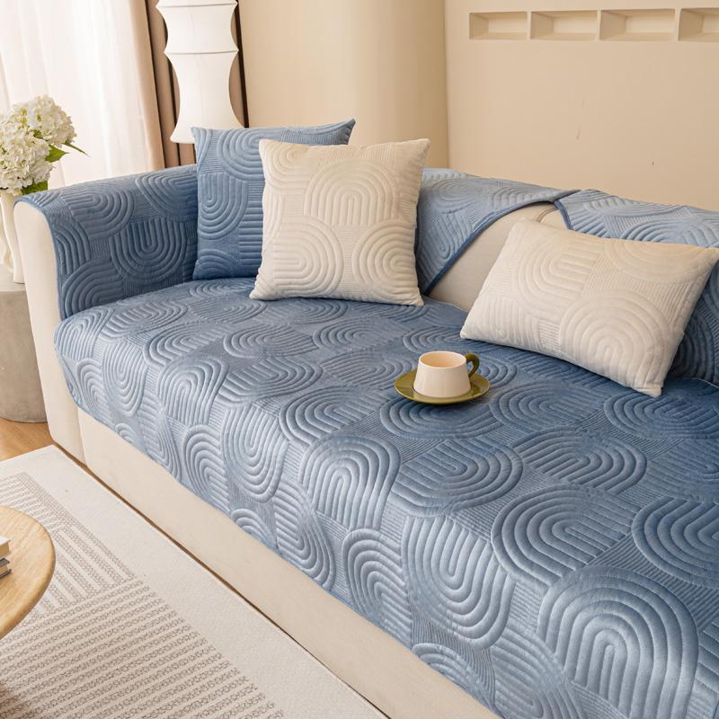 Нескользящий чехол для дивана, утепленная бархатная подушка для дивана, полотенце для гостиной, защита для мебели, однотонные чехлы, чехлы для диванов