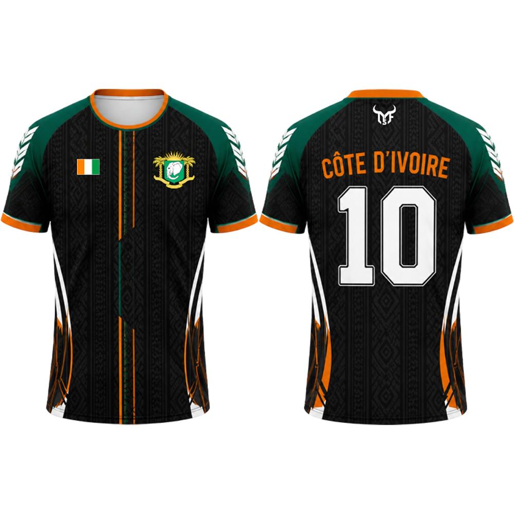 New Cote D'Ivoire Flag Print Jersey T-shirt Men's Sports Gym Quick-Drying Soccer Tee Unisex Casual O-neck Short-sleeved Tops