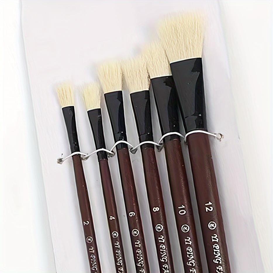 6pcs Synthetic Flat Paint Brushes Set, Nylon Bristles with Rivet Handle for Acrylic, Oil, Watercolor Painting Artist Supplies