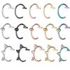 1 шт., поддельное кольцо в носу из нержавеющей стали, кольца для перегородки, C-клипса, кольцо для губ, серьги, искусственный пирсинг носа, женские украшения для тела, без пирсинга