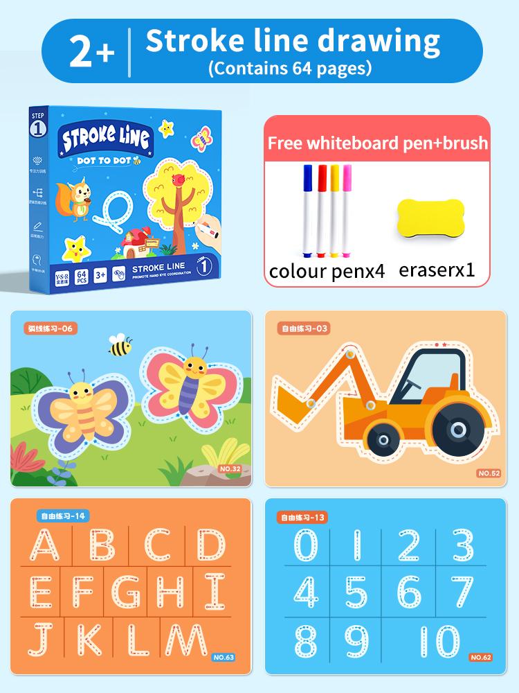 Kids First Reusable Writing Book Brain Development Tool Portable Left Right Brain Training Early Learning Aid