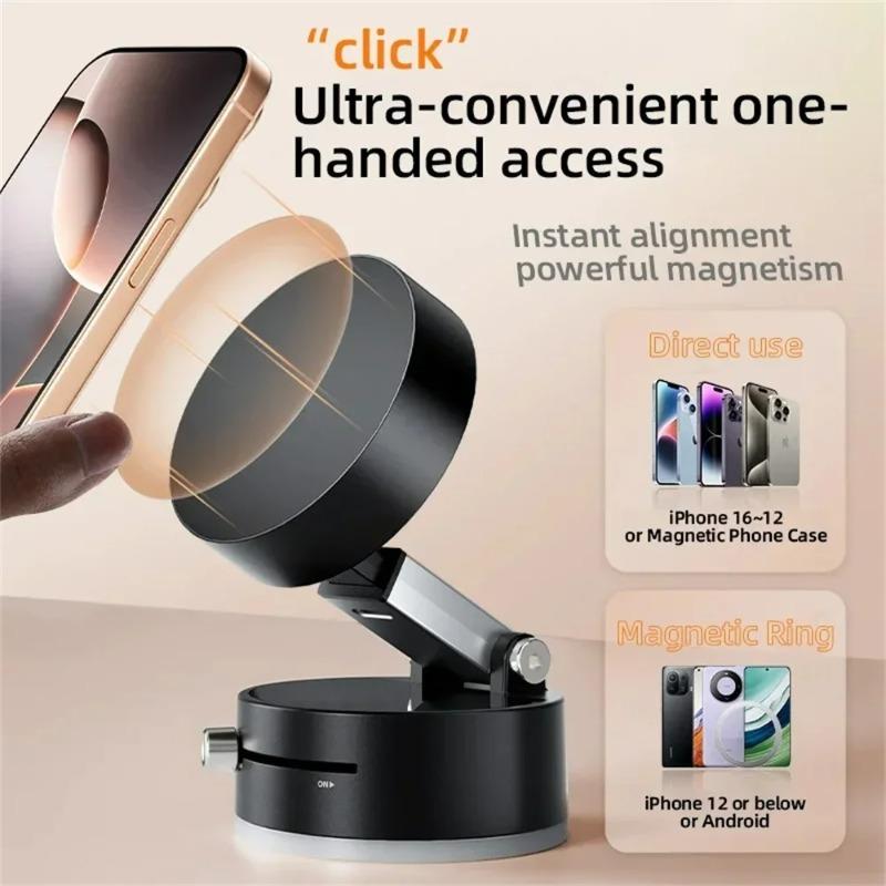 Foldable Phone Holder, Strong Magnetic Car Dashboard, Phone Holder, 360 ° Rotating Vacuum Suction Cup, GPS Convenient Practical