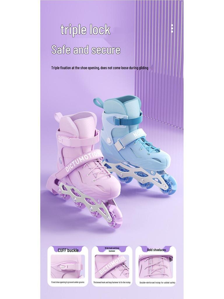 Kids' Beginner Inline Skates for Ages 6-12, Boys & Girls Single Row, Entry Level Roller & Ice Skating Shoes