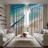 2 шт. HD декоративная занавеска с изображением морского пляжа, синяя занавеска с цифровой печатью, украшение для дома, стиль, украшение для гостиной, спальни, ро