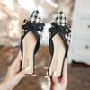 Fashion 2024 Luxury Houndstooth Slippers Women Tweed Bowtie Shoes Flats Mules Femme Cozy Slides Sandalias Mujer Summer Flipflops Ladies
