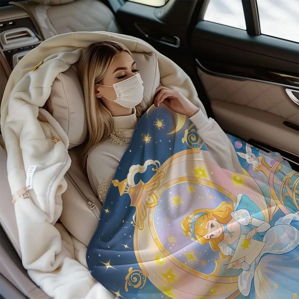 Disney Cinderella Princess Flannel Blanket Dreamy Pumpkin Carriage For Kids Room Nap Throw Blanket Ideal Gift for Friend