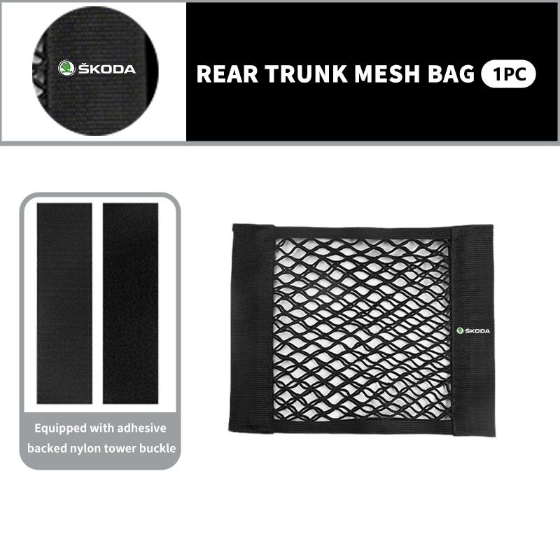 DECL5 For Skoda Car Trunk Net Pocket Mesh Bag Storage Holder Auto Interior Accessories Kamiq Karoq Octavia 2 3 Rapid Scala Kami Fabia