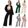 Женский комплект из 2 предметов Осень Длинный рукав Молния Толстовка И Широкие штаны Спортивный костюм Повседневный Комплекты для отдыха