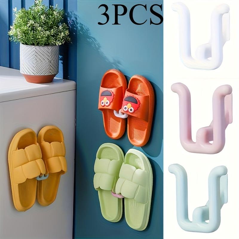 3pcs Colorful Self-adhesive Slipper Racks - Waterproof for Bathroom, Kitchen and Bedroom Decoration