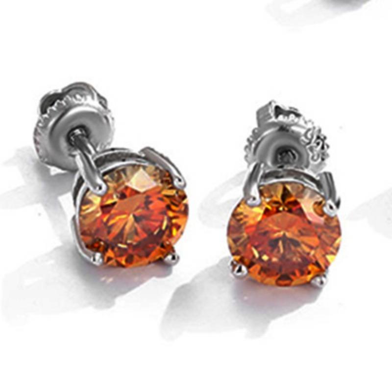 Серьги с муассанитом с четырьмя зубцами 30 центов 50 центов Один карат Стерлинговое серебро 2 карата для мужчин и женщин в разных цветах Дополнительные простые серьги