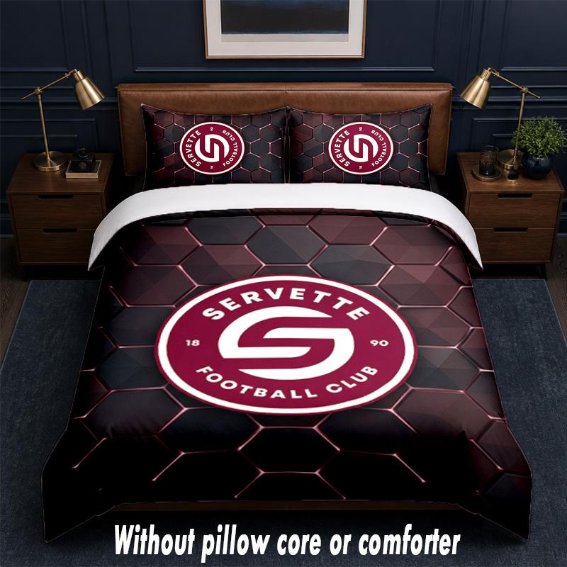 Servette FC Design Bed Bedding Set 1 Duvet Cover + 2 Pillowcases Soft Breathable Household Bed Linens
