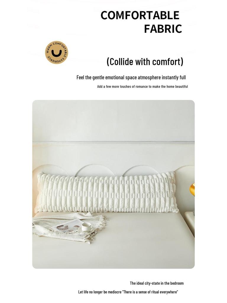 Плюшевая наволочка на длинную подушку из искусственного кроличьего меха - Двусторонняя наволочка из молочного велюрового флиса