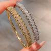 Zircon Inlaid Yellow and White Color Separated Bracelet, Cuban Bracelet, Light Luxury High-end Tennis Bracelet