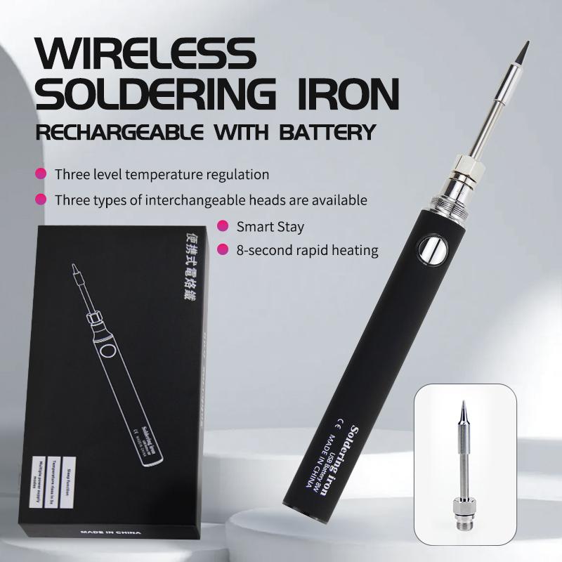 Беспроводной паяльник-ручка, портативный USB 5 В 8 Вт, электрический, с 3 наконечниками, с возможностью подзарядки и регулировки температуры, беспроводной