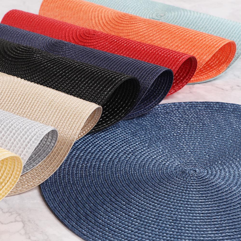 Round Woven Placemats Dining Table Mat Non-Slip Napkin Disc Bowl Pads 18/38cm for Kitchen Tables Cup Coasters Decor Braided Gift