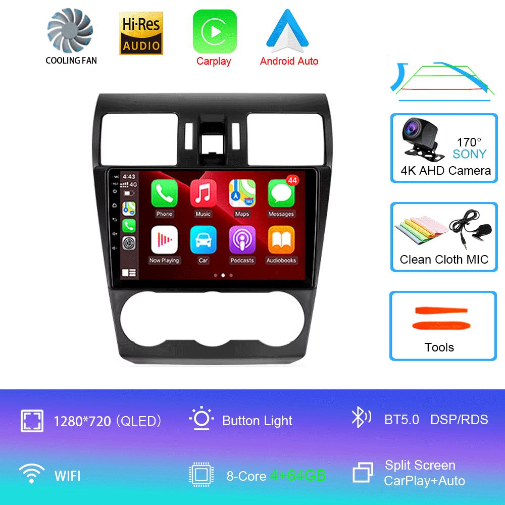 Автомобильное радио Android 14 Carplay для Subaru WRX Forester 4 SJ 2016 2017 2018 - 2022 Навигация GPS Мультимедийный проигрыватель Wi-Fi+4G BT DSP