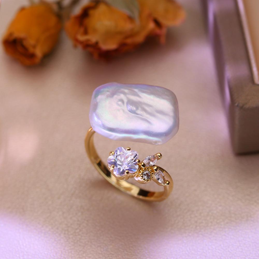 SENIKO 12-16 мм кольца с натуральным пресноводным жемчугом для женщин, модное женское кольцо с кубическим цирконием и цирконием, ювелирные изделия с жемчугом, регулируемое кольцо