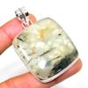 Prehnite Gemstone 925 Silver Plated Handmade Jewelry Pendant 2.27"