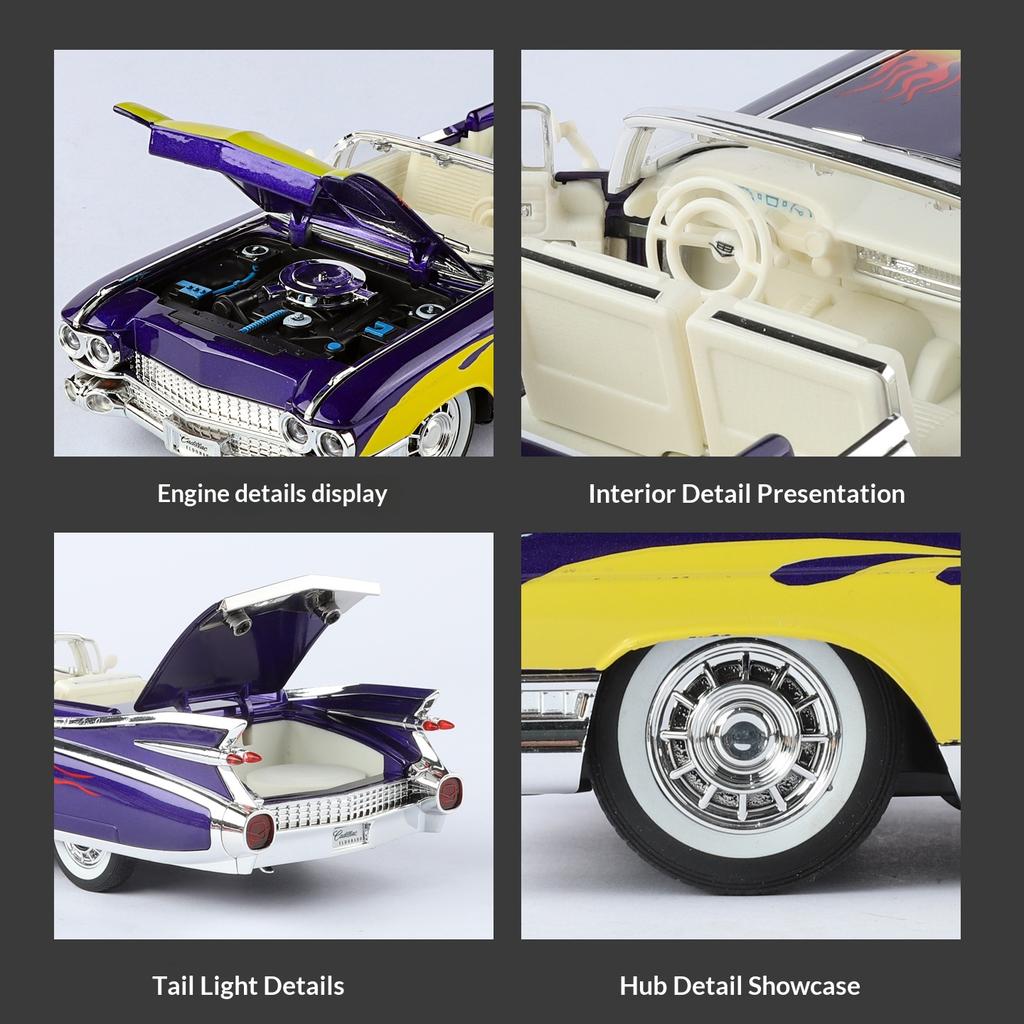 VEO2 1/24 Scale Cadillac Painted Version Alloy Car Model Simulation Sound and Light Door Can Be Opened Children's Gifts Boy Toys