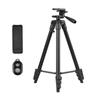 Portable Tripod Stand Aluminum Alloy 135cm 53in Max. Height 3kg Load Capacity with Phone Clamp Remote Shutter for