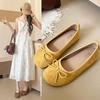Fashion French Suede Bow Ballet Shoes Spring and Summer New Gentle 1 Slip-on Soft Face Women's Flat Shoes Trendy