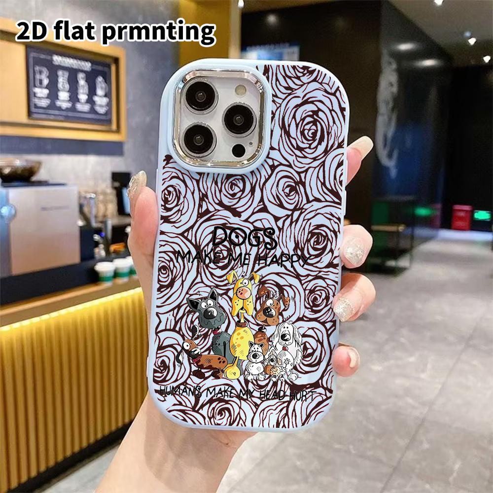 Чехол для телефона: 2D плоский дизайн, подходит для iPhone 18 17 16 15 14 13 Pro, парный стиль, мультяшная собака, рождественский и хэллоуинский подарок