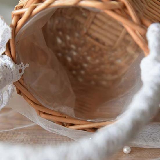Цветочная корзина с кружевным дизайном, декоративная с ручкой, корзина для хранения продуктов для пикника для пеших прогулок