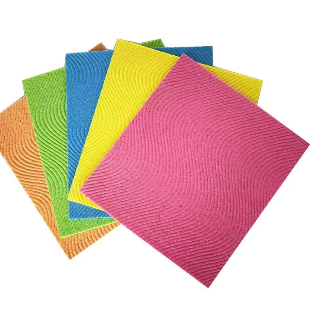 Набор губок и салфеток для посуды из древесной массы и хлопка - Не оставляет разводов, Впитывающие, Прочные для использования на кухне