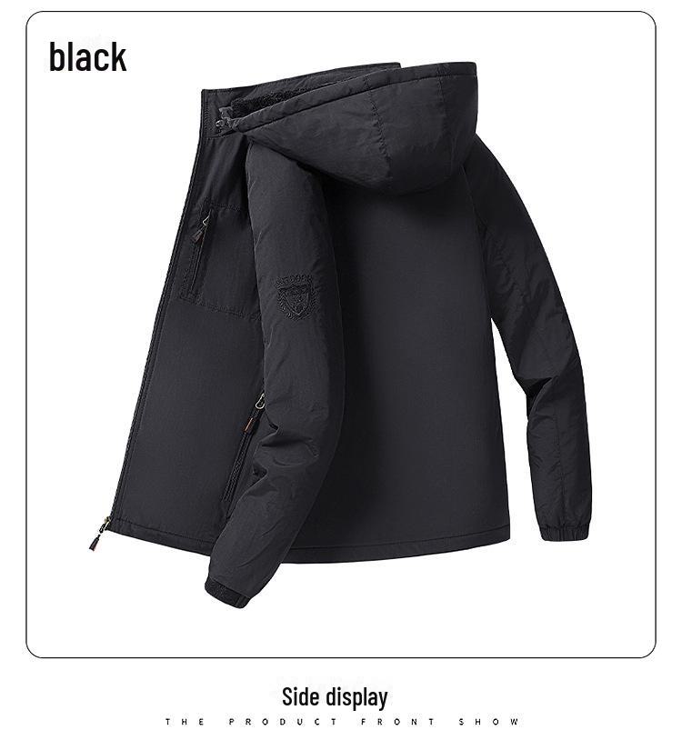 Men's Plus Size Waterproof Breathable Jacket - Medium To Long Style, Thick Velvet for Autumn & Winter Outdoor Wear