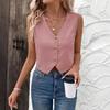 Women's Sleeveless Vest Top V Neck Button Down Crop Tank Top Summer Going Out
