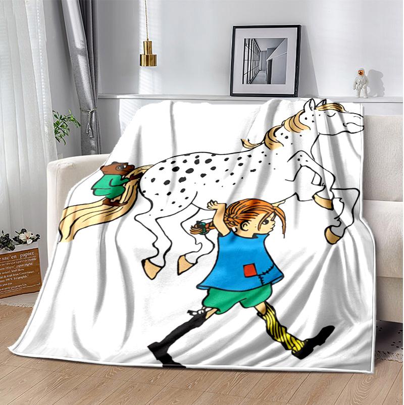 Pippi Flannel Blanket Soft Warm All-Season Throw, Design for Camping, Car Travel, Hiking Sofa, Bed, Office Perfect Gift for Parties