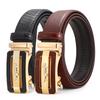 Men'S Belt Light Business Automatic Buckle Belt Simple High-End Alligator Pattern Cowhide Belt