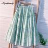 Prairie Chic весна-лето женская юбка-трапеция с эластичной талией светло-зеленая юбка с цветочным принтом свежая элегантная женственная юбка женская