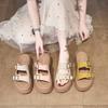 Thick Bottom Slippers Women Summer Outer Wear Casual Belt Buckle Beach Seaside Sandal Slippers Women Fashion Women Summer Breathable Shoes