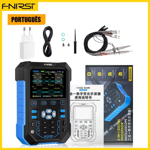 FNIRSI DPOX180H Handheld Dual Channel Digital Oscilloscope 180MHz-3DB 2 In 1 Function Signal Generator Fluorescence Display ZOOM
