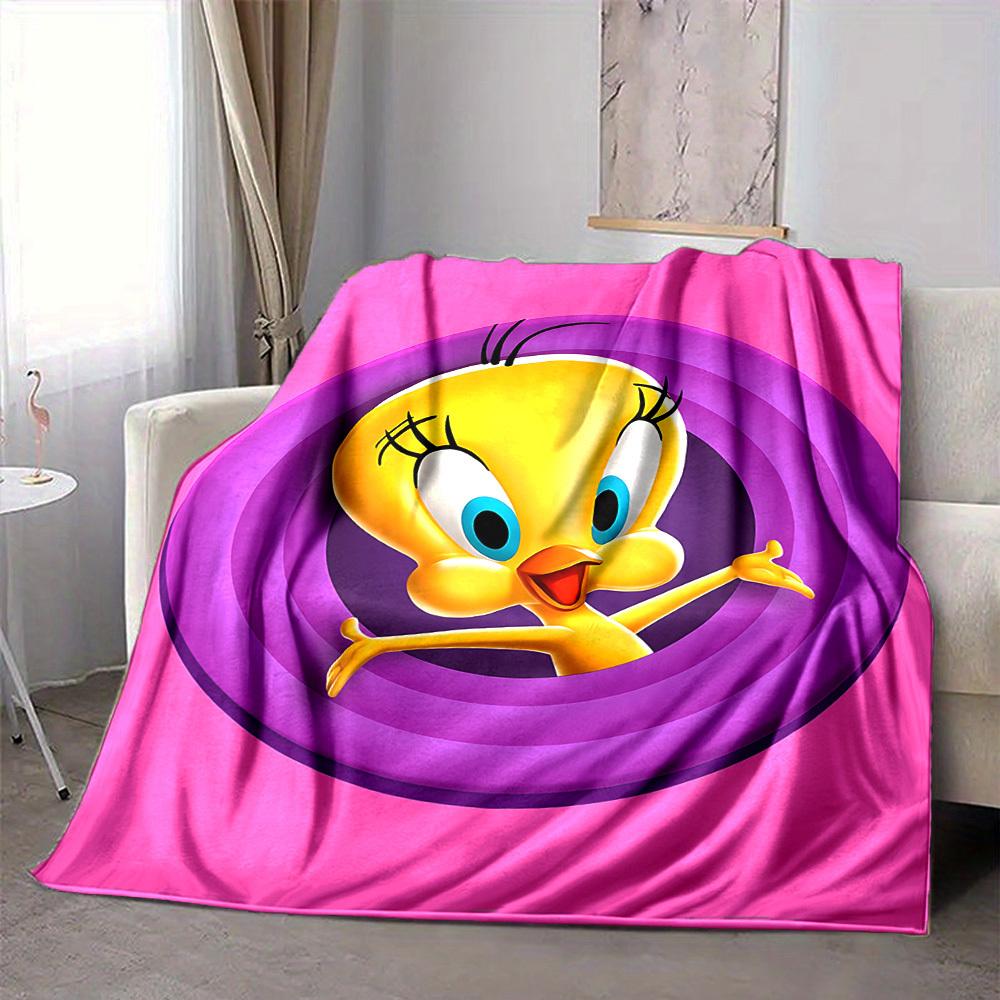 1 шт. Фланелевое одеяло Tweety Looney Tunes, Мягкое, приятное для кожи, с цифровой печатью, Различные размеры в наличии для семьи, друзей, на день рождения