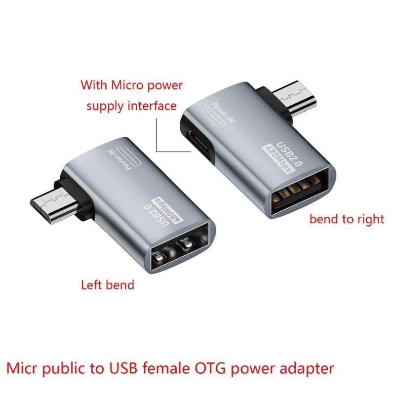 Адаптер OTG-кабеля 4K 90 градусов левый угол с питанием Micro USB на USB OTG-адаптер для ТВ, планшета, Fire TV Stick 4K