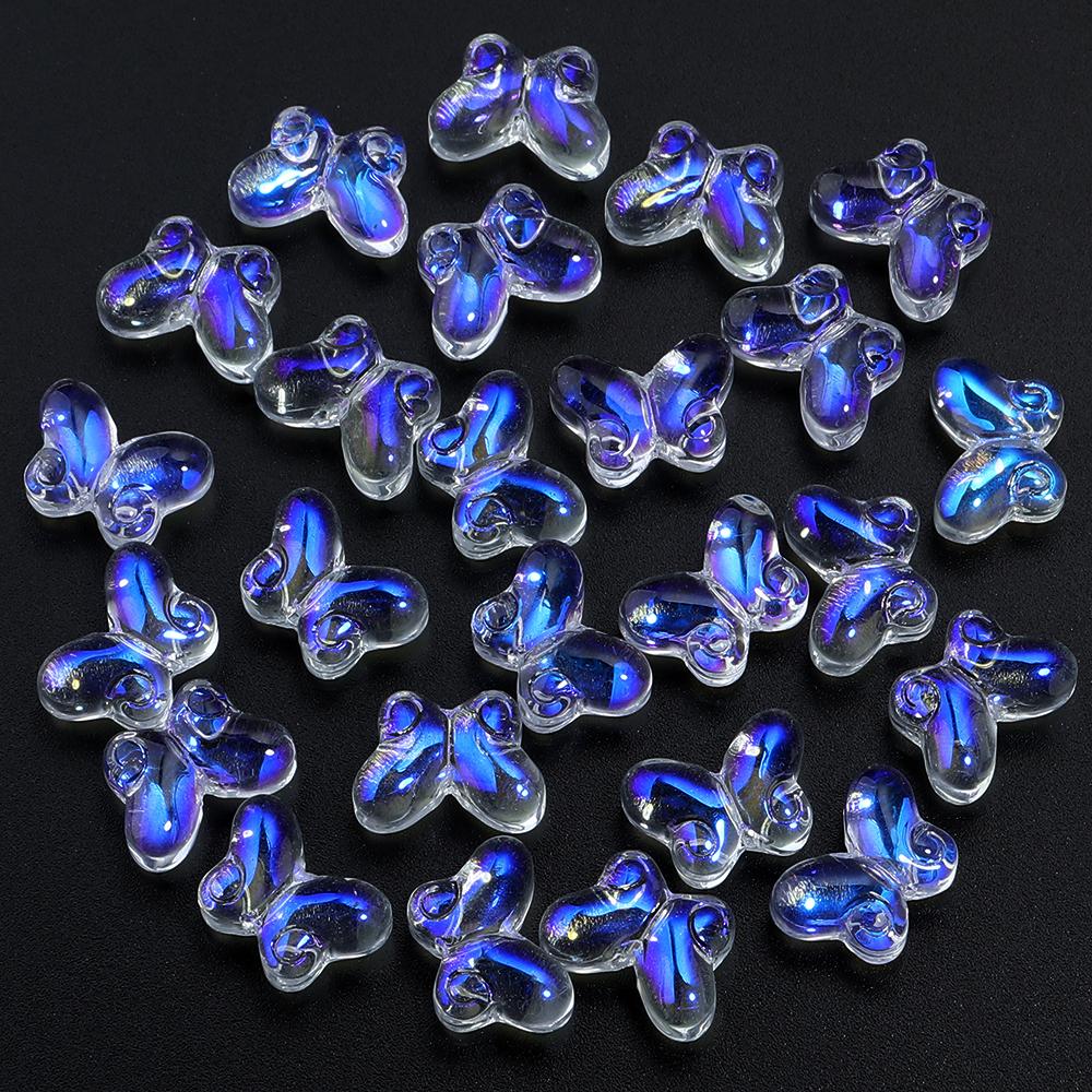 50pcs 10x15mm Glazed Lampwork Beads Colored Butterfly Shape Loose Glass Bead For Jewelry Making DIY Earring Necklace Accessories