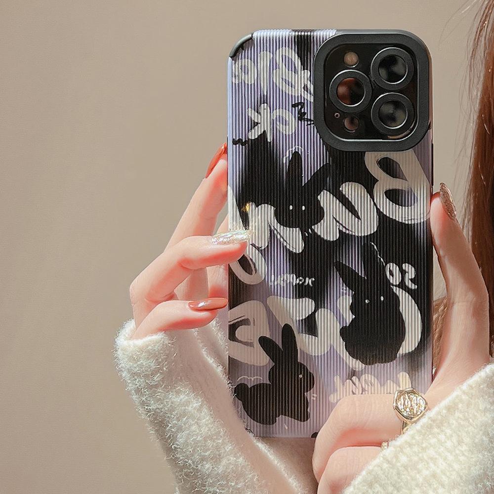 Черный кролик, новинка 2023, силиконовый мягкий милый чехол Ins для Iphone 13 12 Promax 14 11 Pro Max Plus Xsmax Xr X, чехол для телефона