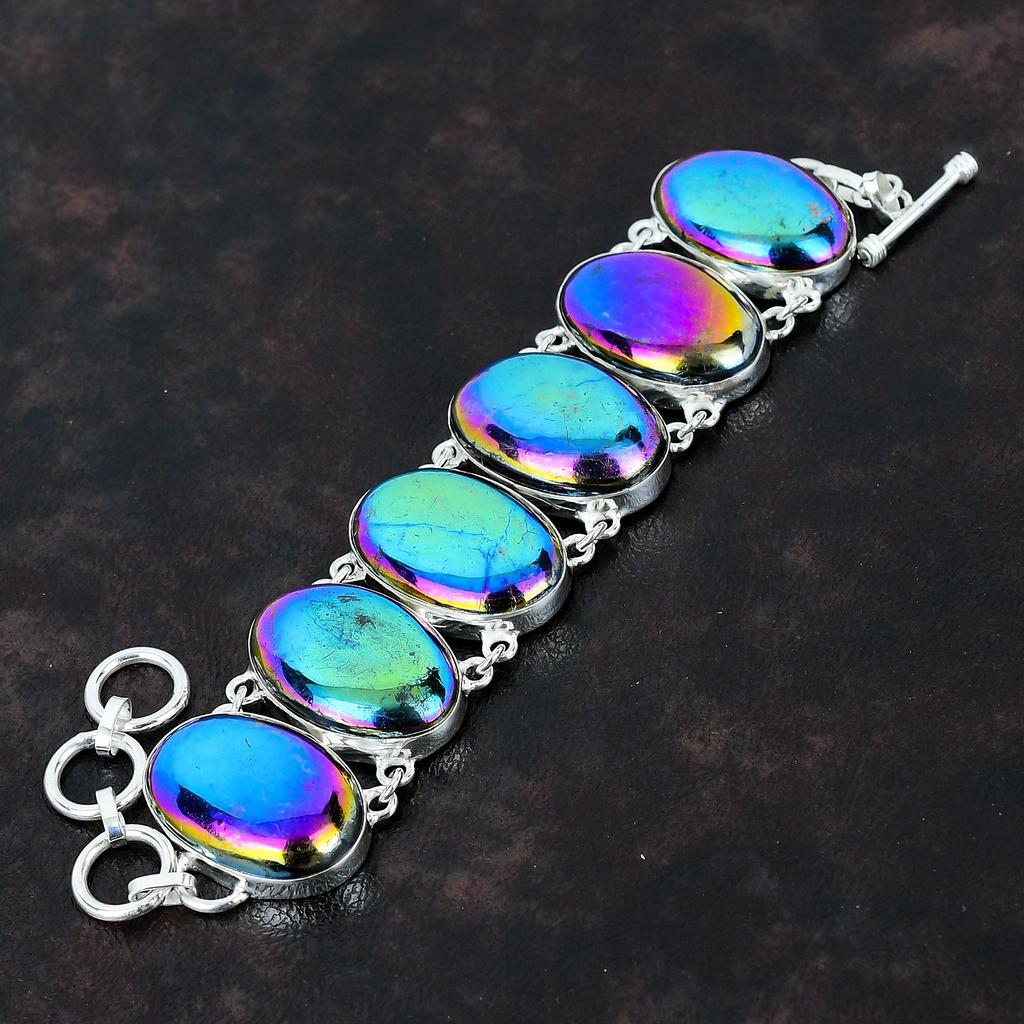 Rainbow Mystic Fire Labradorite Bracelet 925 Sterling Silver Bracelet Gemstone Jewelry Adjustable Chain Bracelet Handmade Jewelry For Gifts