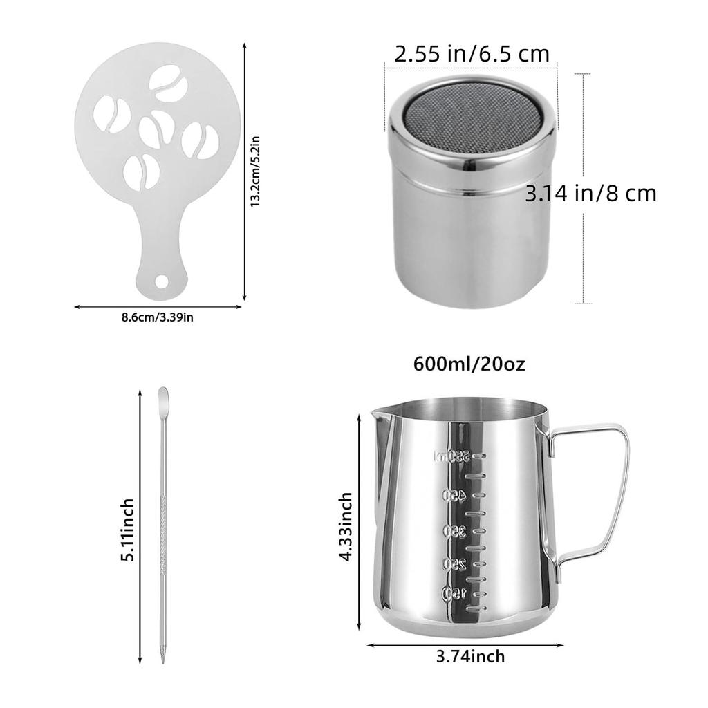 1 комплект из нержавеющей стали, емкость для молока в форме цветка, мерный стаканчик для кофе, необычная кофейная утварь, шаблон для украшения кофе в виде цветка