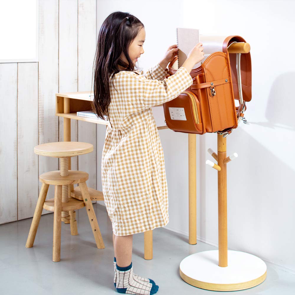 ideaco Children's Hanger, White, 38cm Diameter, 100.5cm Height, Schoolbag Hanger/Schoolbag Storage, Plywood Series, ideaco Furniture