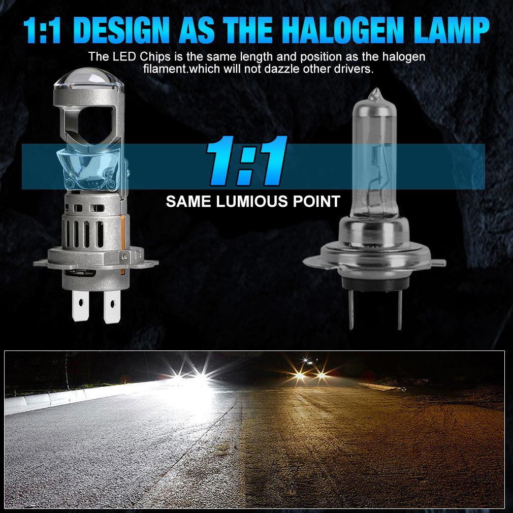 2 шт. Светодиодные линзы-проекторы H7 для фар H4 Canbus Автомобильные и мотоциклетные фары Мини Беспроводные Turbo 40000 лм Автоматическая противотуманная фара Plug&Play Фара 6500K Белый